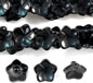 Black Glass Frangipani Button Bead - 13-14mm
